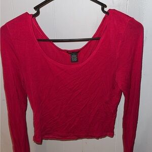 Women's Red Long Sleeve Top